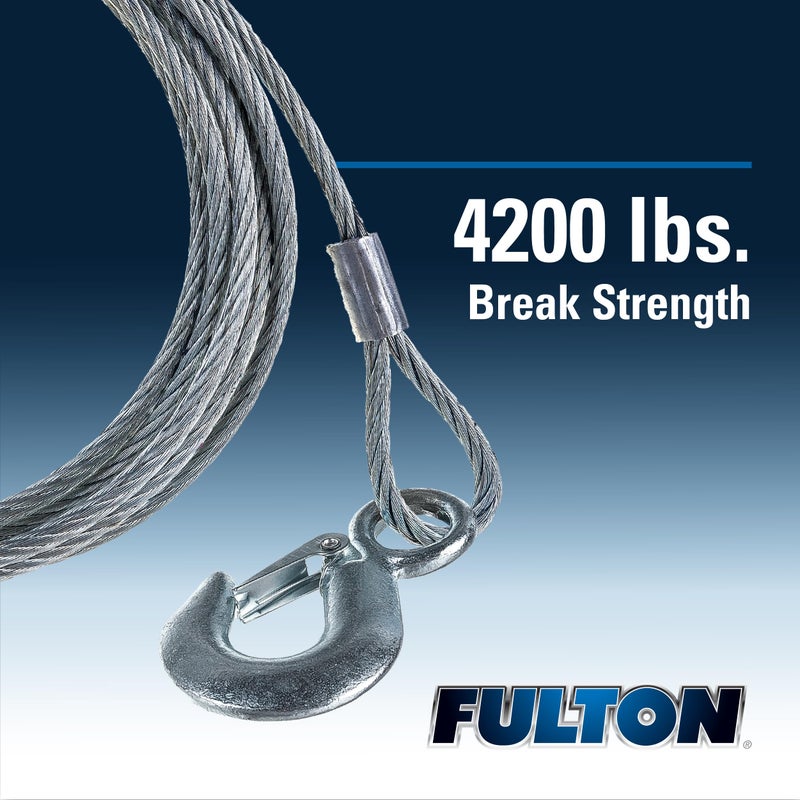 Fulton Woodworking Tools Fulton WC325 0100 Galvanized Steel Boat Winch Cable with Hook, 3/16 Inch x 25 Foot, 4,200 lbs. Breaking Strength - Image 2